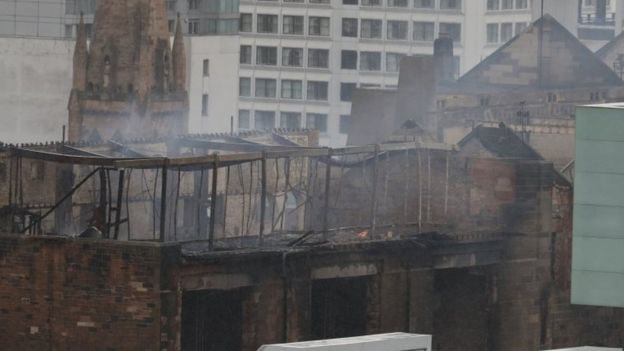 BBC News on the fire that has devastated the Mackintosh Building at the ...